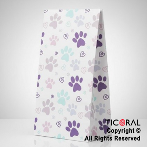 BOLSITA PAPEL HUELLITAS PASTEL 12X24CM x 10